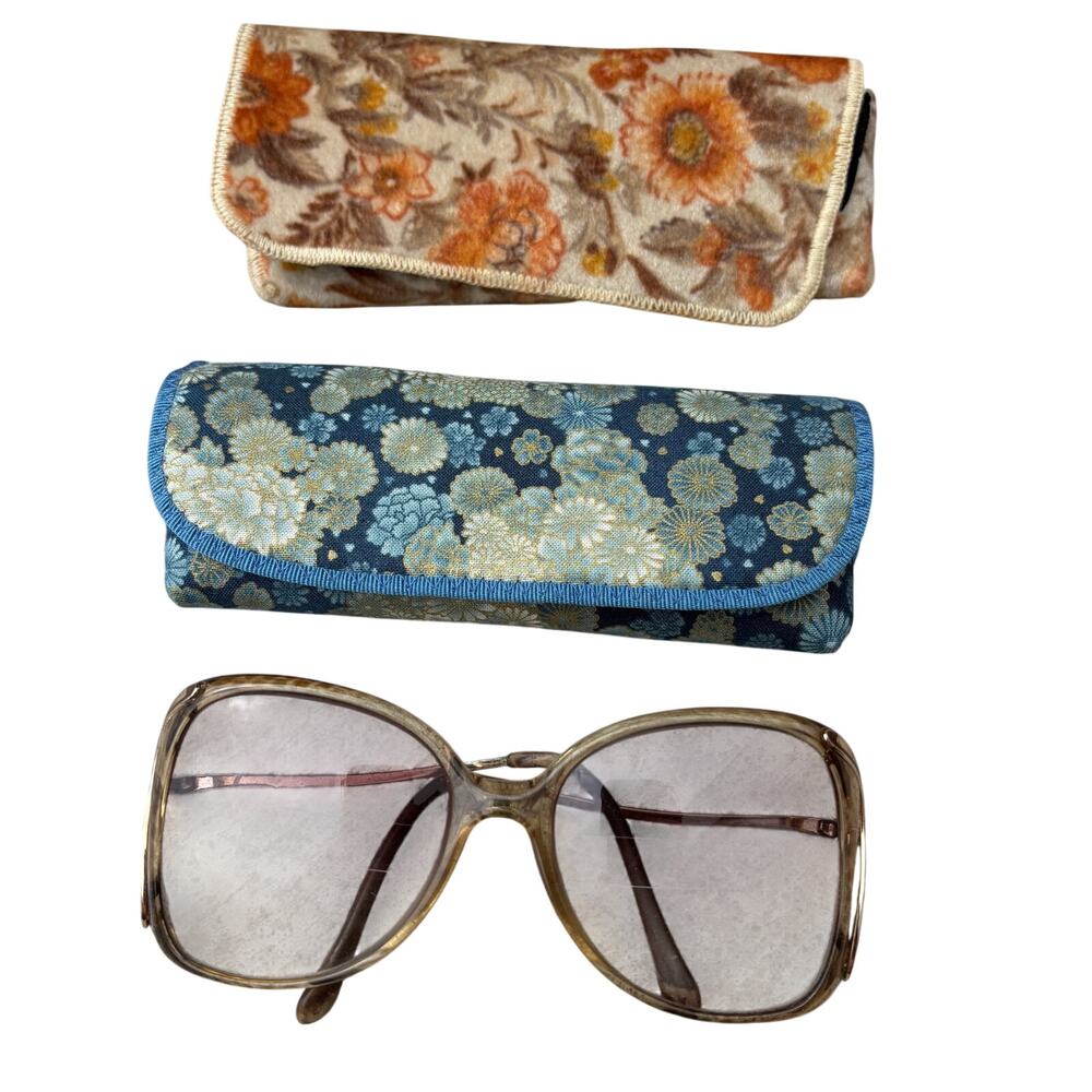 Vintage MCM Gold Tone Frame Glasses Grannycore Oversize Pink w Cases